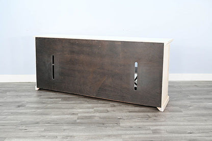 90" Media Console - Buckskin / Marble White