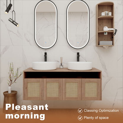 Bathroom Vanity With Art Sink And Storage Rack, Float Mounting Design