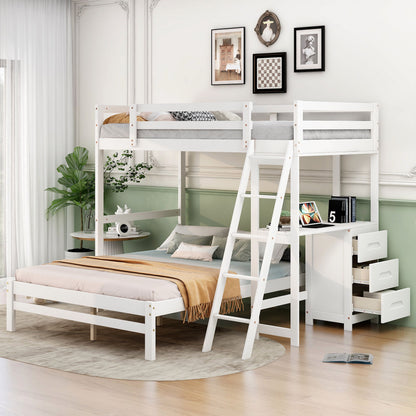 Bunk Bed With Built In Desk And 3 Drawers