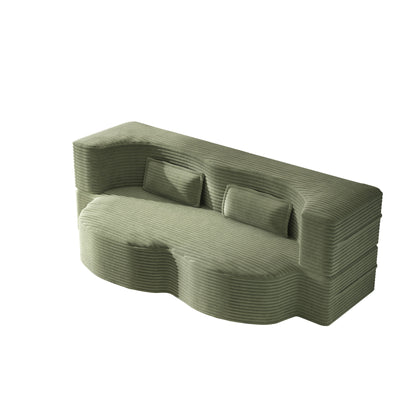 Modern Floor Sofa With 2 Pillows, Convertible Twin Size Folding Mattress For Living Room