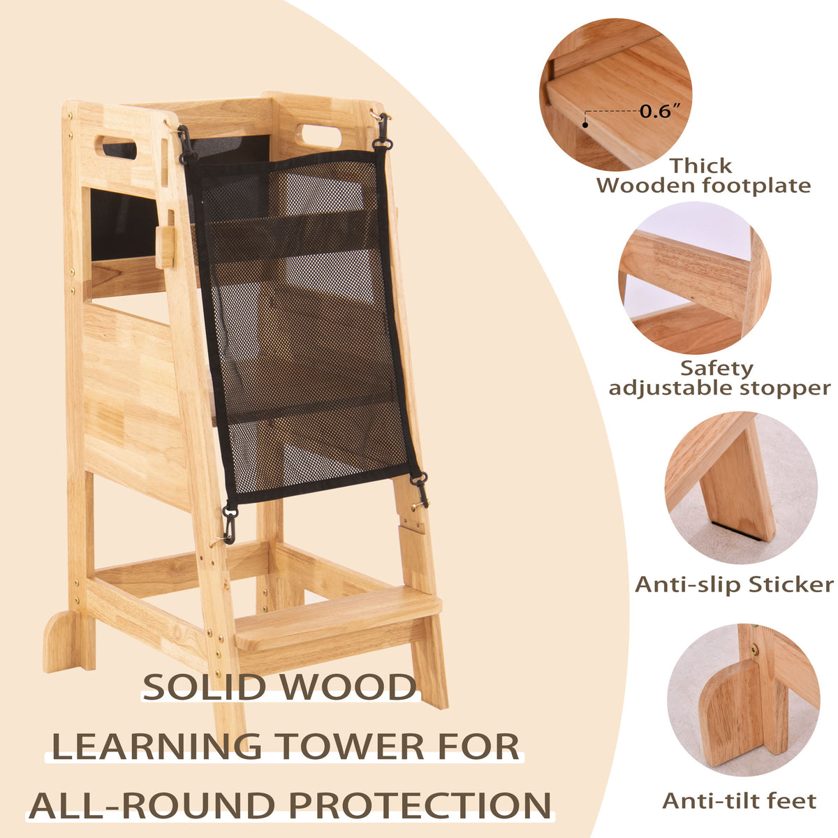 Solid Wood Learning Tower - Wood