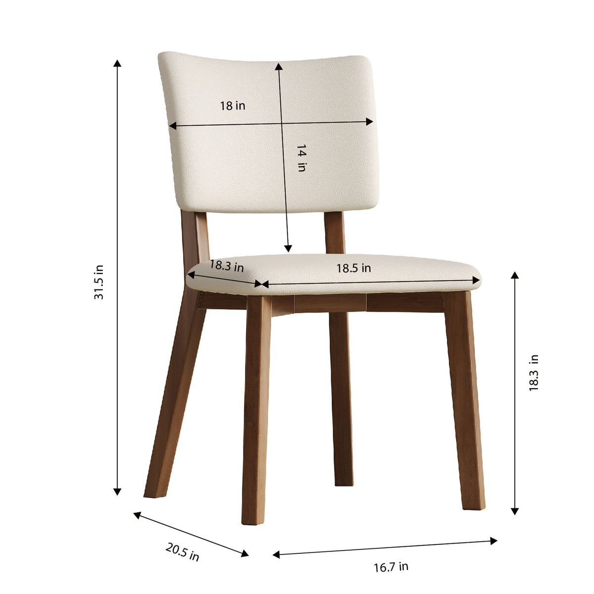 Dining Chair (Set of 2) - White / Deep Walnut