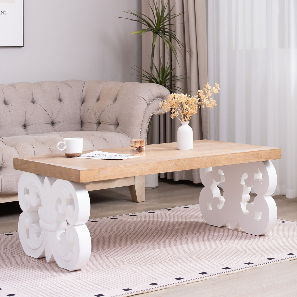 Ornate Scroll Base Coffee Table