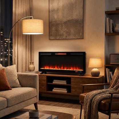 Electric Fireplace With Adjustable Flame