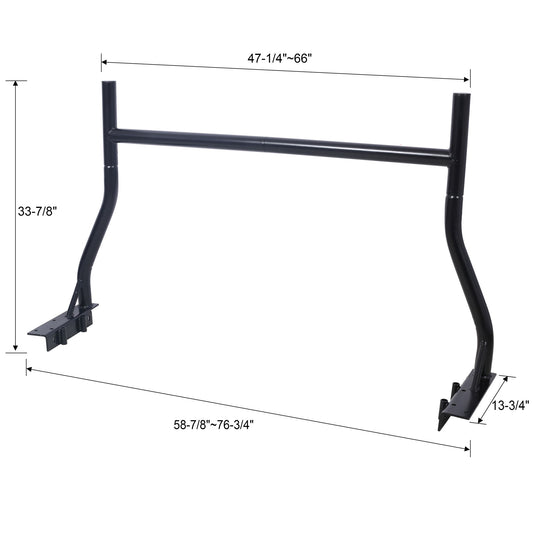Heavy Duty Extendable Steel Truck Ladder Rack (Set of 2) - Black