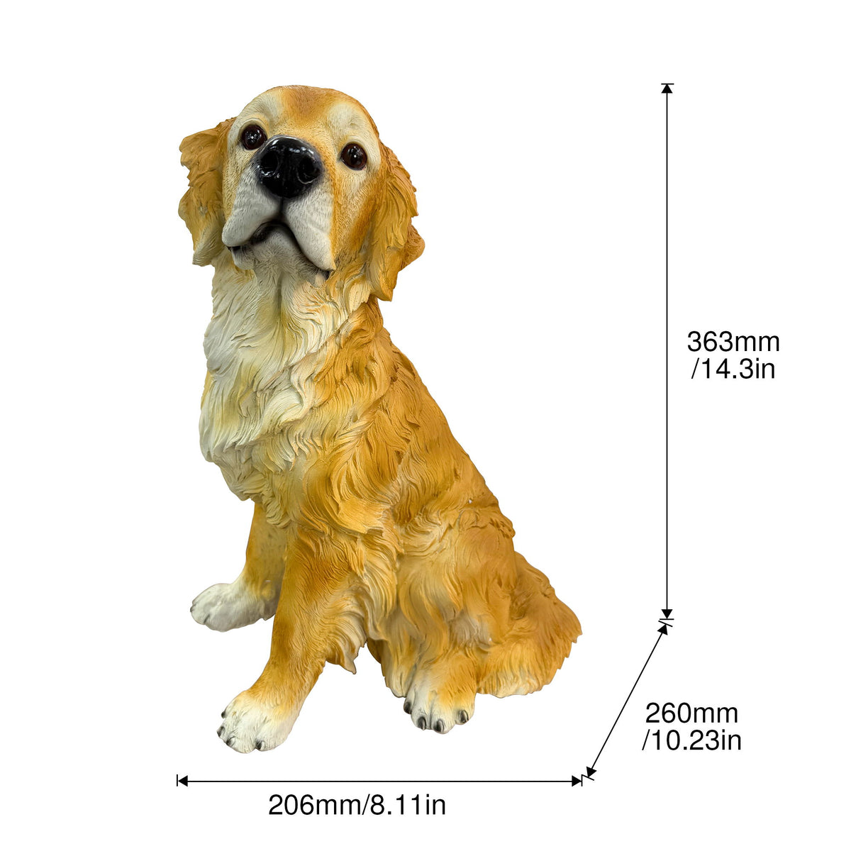 Golden Retriever Garden Statue, Dog Ornament For Backyards - Yellowish-Brown