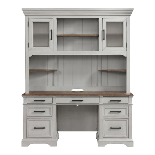 Drake - 66" Credenza - Rustic White / French Oak
