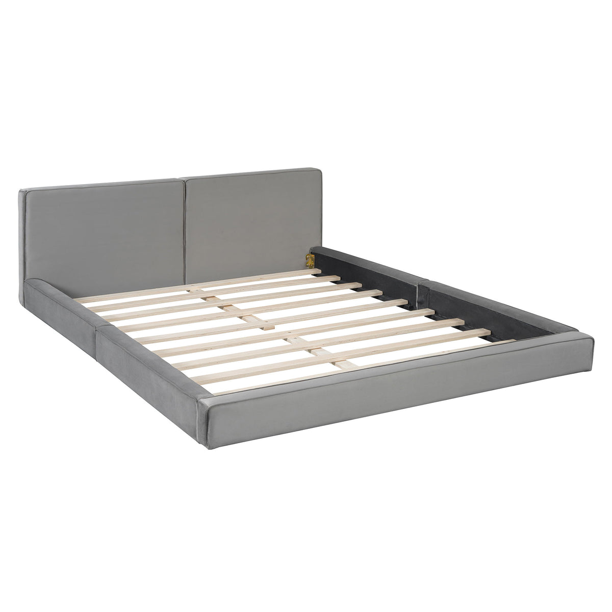 Upholstered Platform Bed, Grounded Bed With Solid Frame