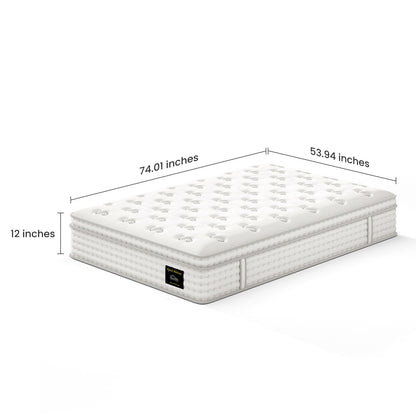 12'' Hybrid Mattress, Memory Foam & Pocket Springs For Pressure Relief