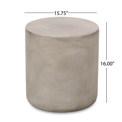 Cylindrical Design, Outdoor Lightweight Concrete Side Table