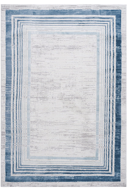 Marfi - 8' X 10' Bordered Area Rug - Blue / Ivory
