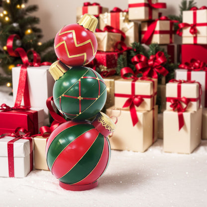 Classic Stacked Christmas Ball Decoration With Durable Construction - Red