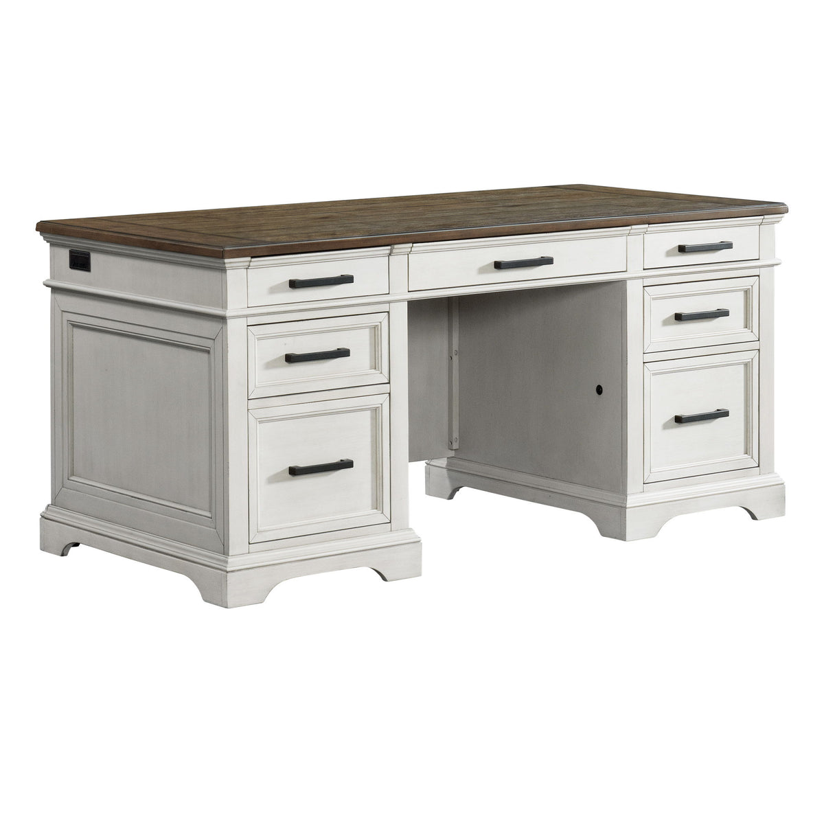 Drake - Executive Desk - Rustic White / French Oak