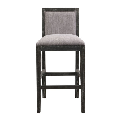 Bar Stools (Set of 2), Rubber Wood Frame, Retro Bar Chairs Suitable For Kitchen Island - Black / Gray