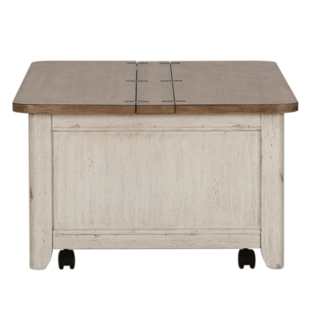 Farmhouse Reimagined - Storage Trunk - Antique White / Chestnut Tops