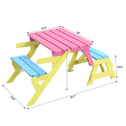 Kids Multi-Functional Arm Chair, Table With 2 Benches All-In-One Set