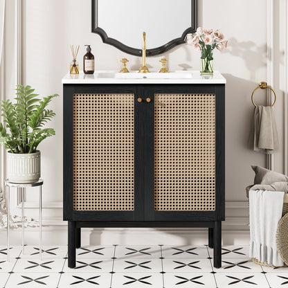 Bathroom Vanity With Soft Closing Mechanism - Black