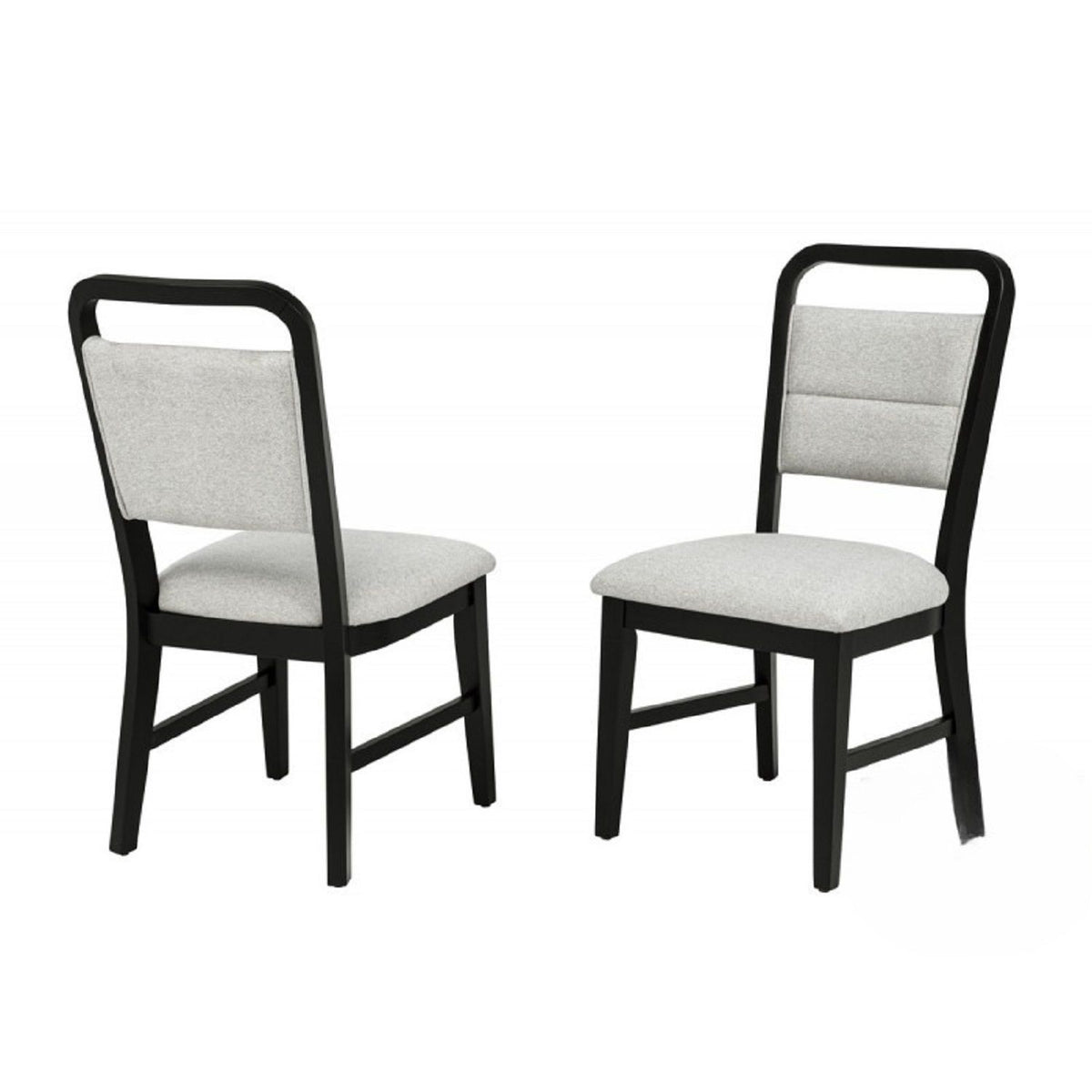 Dining Set With Round Table And 4 Upholstered Chairs - Black / Gray