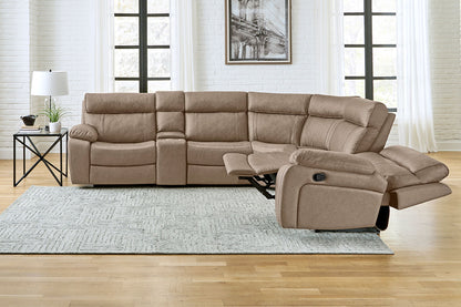 Theon - 6 Piece Modular Manual Reclining Sectional And Entertainment Console - Stokes Toffee