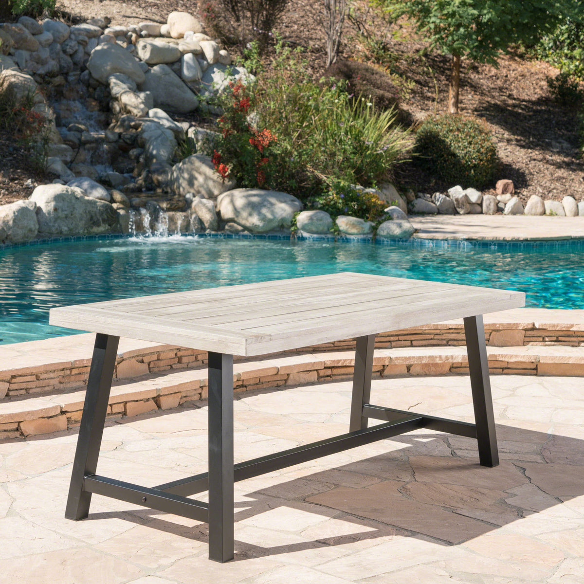 Outdoor Sandblast Finish Acacia Wood Dining Table