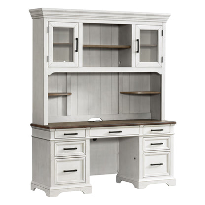 Drake - Credenza Hutch - Rustic White / French Oak