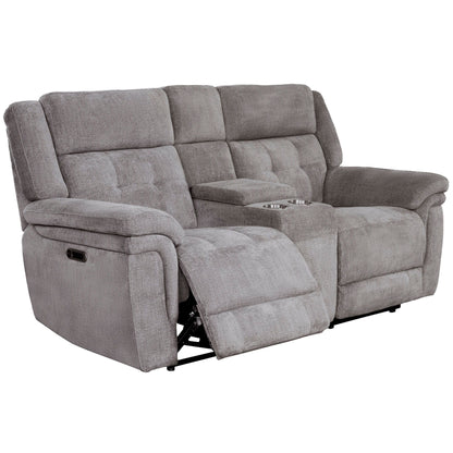Richland - Power Reclining Console Loveseat - Bristol Gray