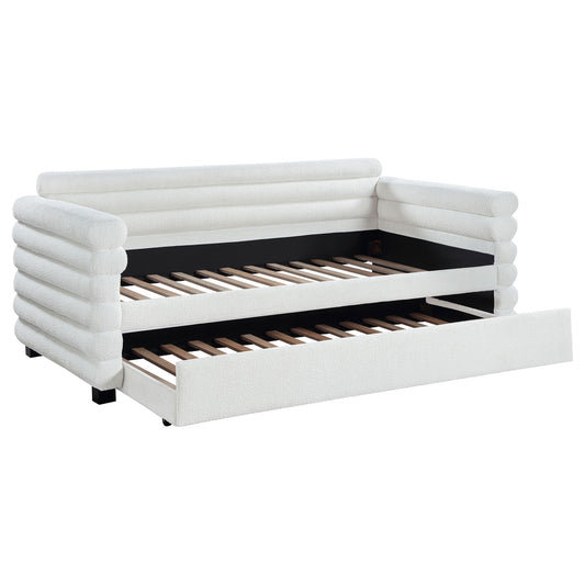 Fandango - Upholstered Twin Day Bed With Trundle - White