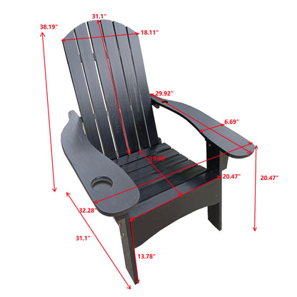 Outdoor Or Indoor Wood Adirondack Chair With An Hole To Hold Umbrella, On The Arm