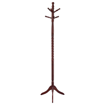 Coat Rack With Post Traditional Entryway Organizer With 6 Hooks - Brown