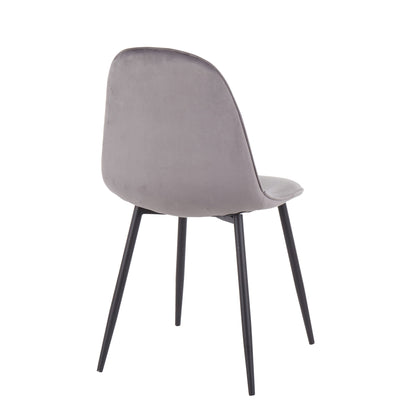 Pebble - Contemporary Chair (Set of 2) - Gray - Velvet