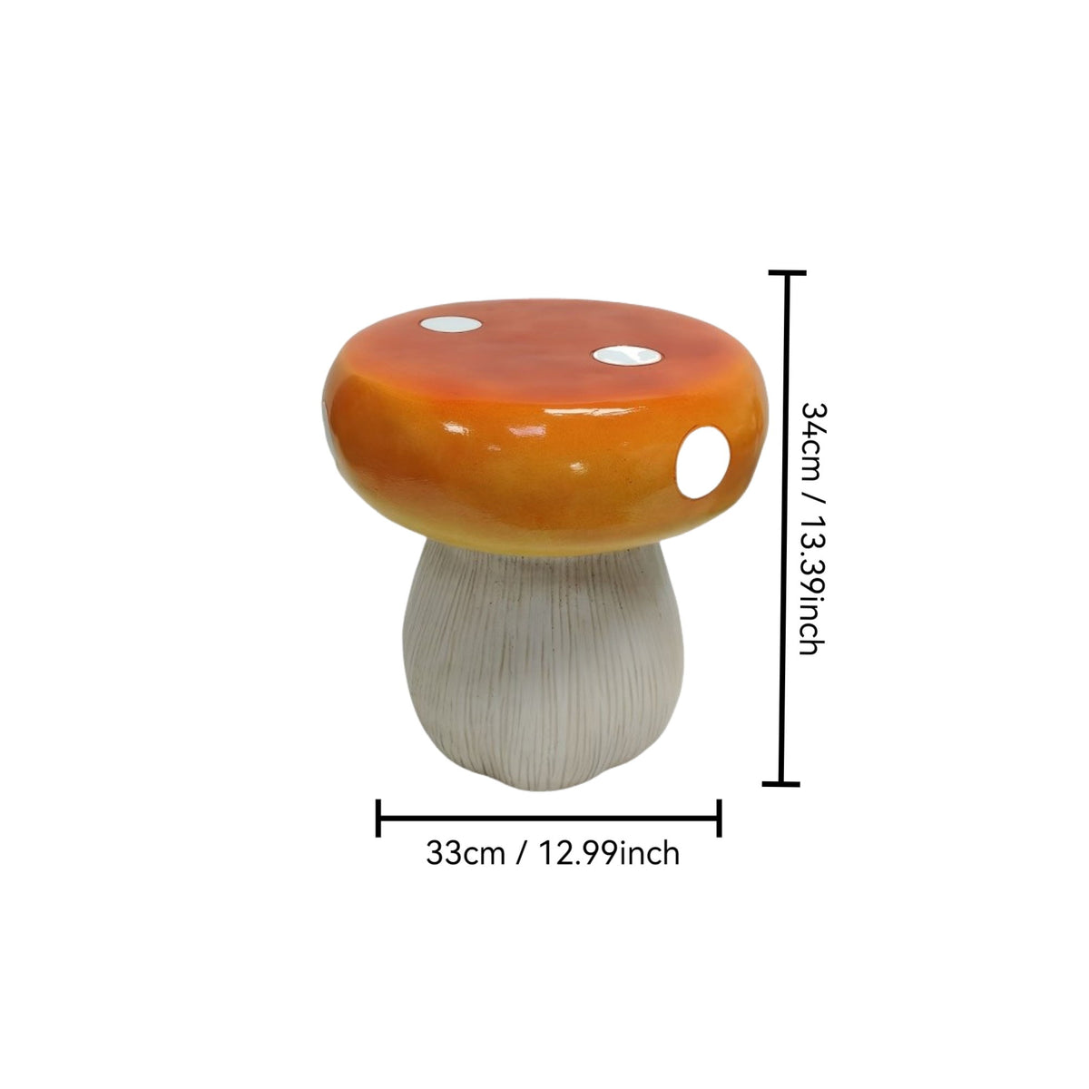 Mushroom Model Statue Stool, Outdoor Garden Stool - Orange