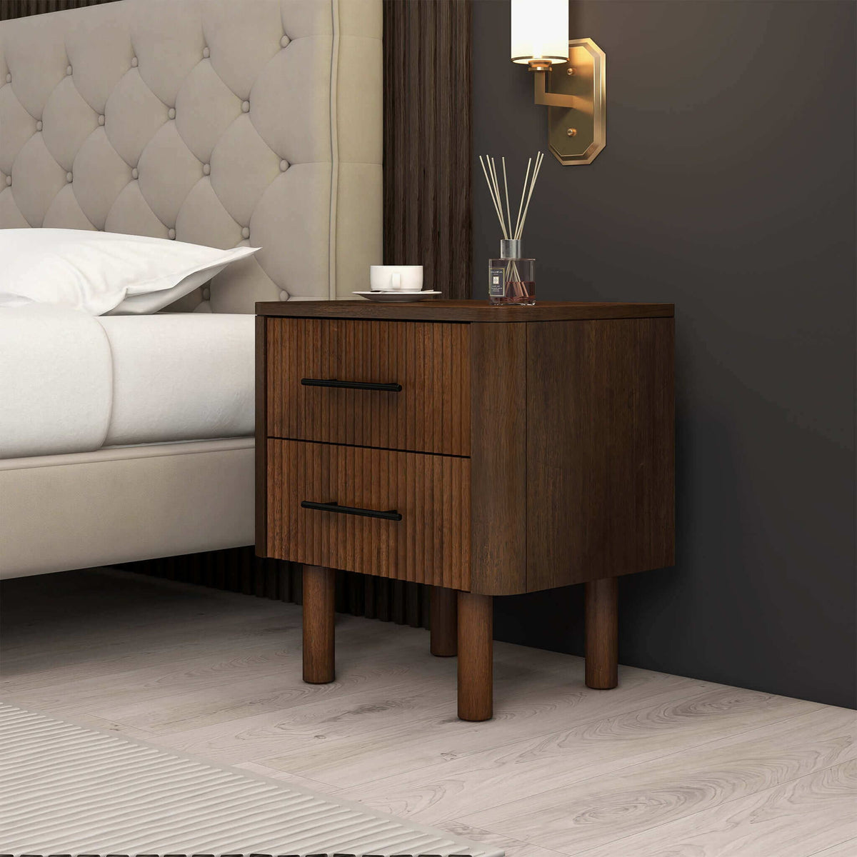 Logan - Nightsd Bed Side Tables With 2 Drawers - Brown