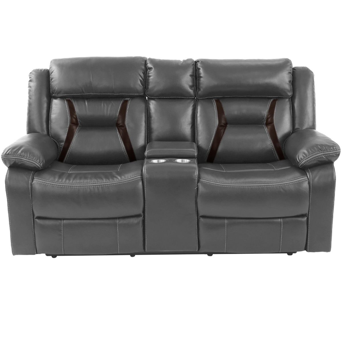 Modern Reclining Loveseat With Console, Cup Holders, Storage