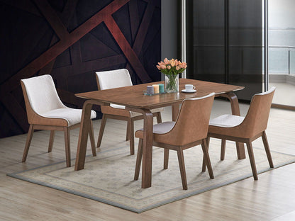 Ginny - 5 Piece With Side Chairs Dining Room Set - Walnut