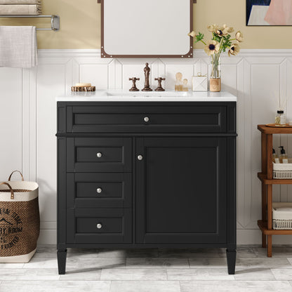 Bathroom Vanity With Top Sink, 2 Drawers And Tip Out Drawer