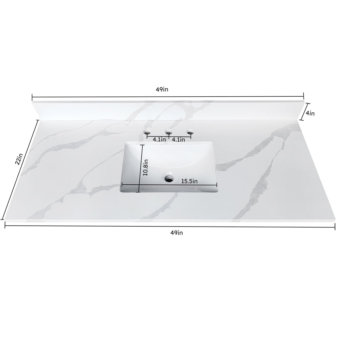 Bathroom Vanity Top With Undermount Sink, 3 Pre Drilled Holes