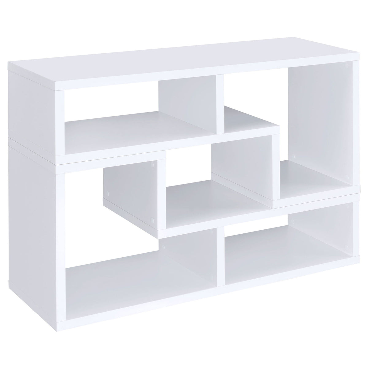 Convertable L-Shaped Bookcase With Open Shelves - White