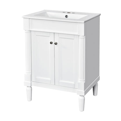 Bathroom Vanity With Top Sink, 2 Tier Storage Cabinet