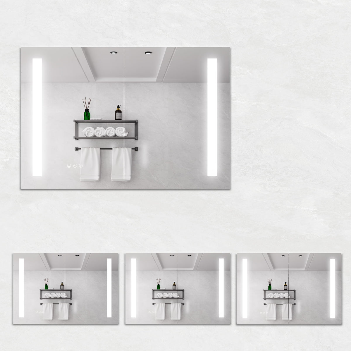 LED Medicine Cabinet With Mirror, Double Door With Defogger, Dimmer, Surface Mount