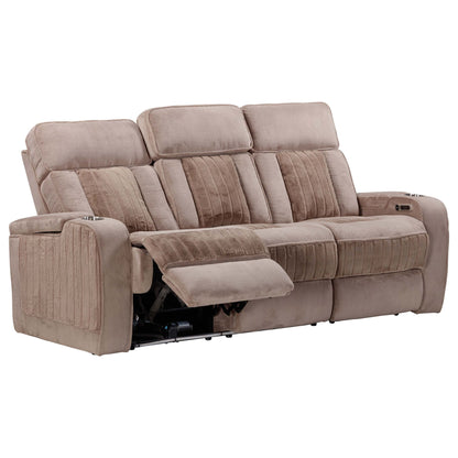 Equinox - Fabric Power Reclining Sofa And Two Recliners - Mushroom