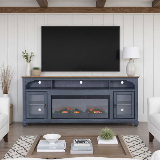 Fireplace TV Stand For TVs Up To 95" - Blue
