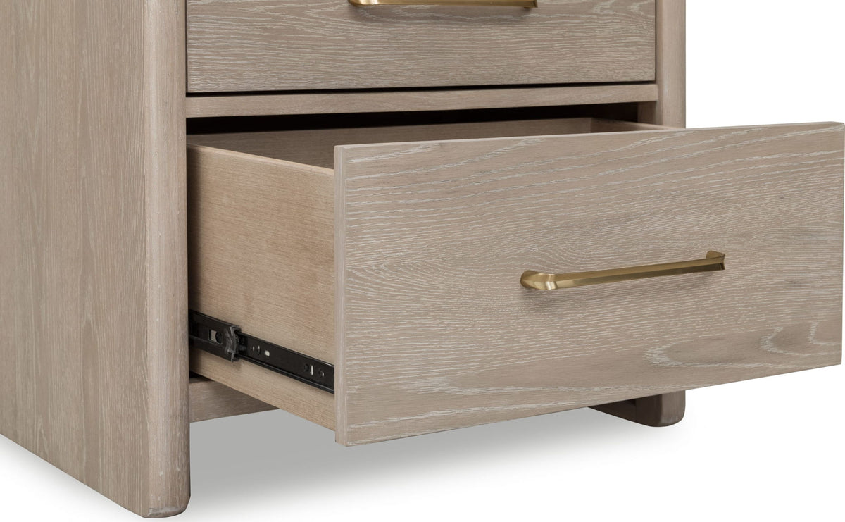 Gardenia - 2 Drawer Oak Wood Nightstand - Chai