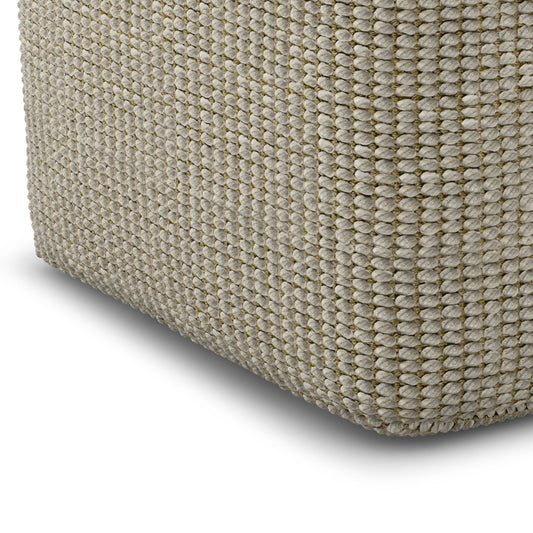 Zelma - Square Woven Outdoor / Indoor Pouf - Silver