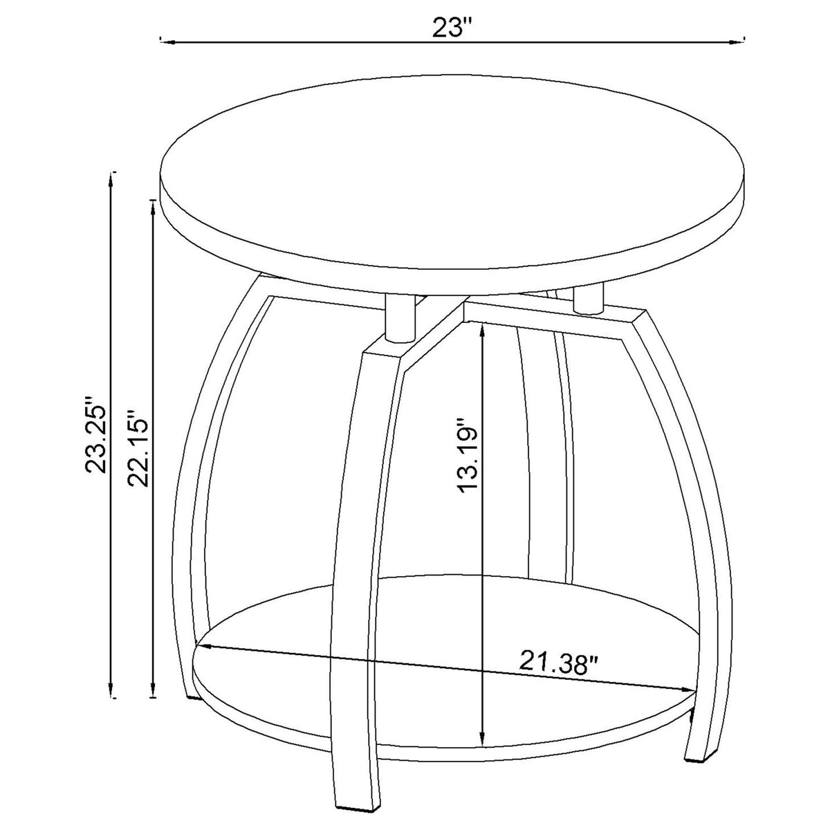 End Table With Center Shelf - Dark Gray