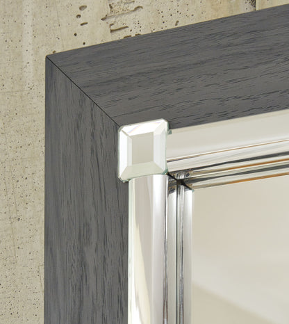Lodanna - 3 Pc. - Dresser, Mirror, Queen Upholstered Panel Headboard with Bolt on Bed Frame - Gray