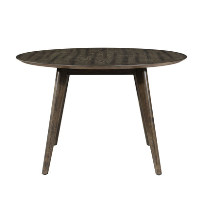 Rex - 48" Round Dining Table & 4 Open Back Chairs - Walnut Brown