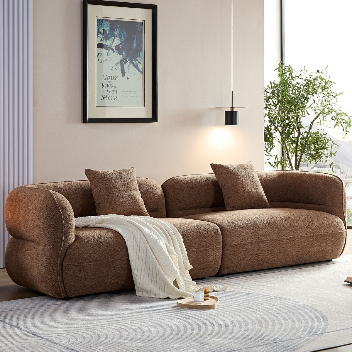Sectional Sofa With Durable Fabric, Solid Wood Frame, And High Density Sponge Fill