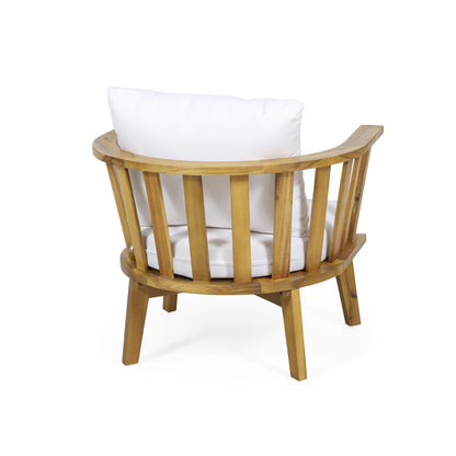 Outdoor Club Chair With Curved Backrest And Frame - White