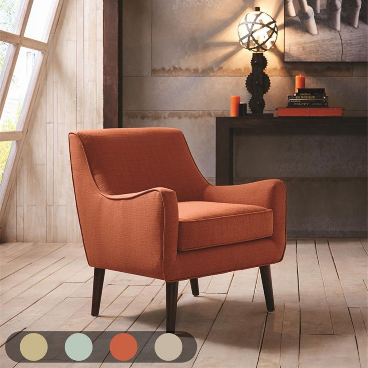 Accent Chair Upholstered With Legs - Burnt Orange
