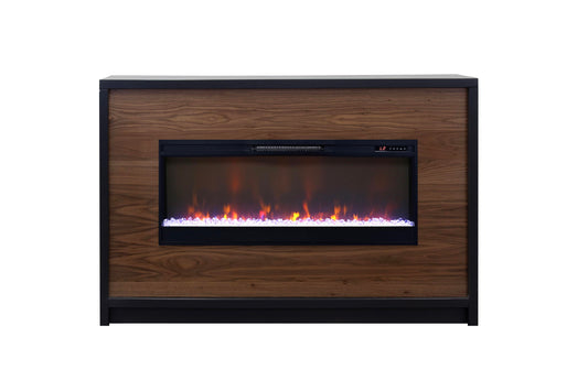 Aria - 62" Fireplace Mantel - Black / Walnut